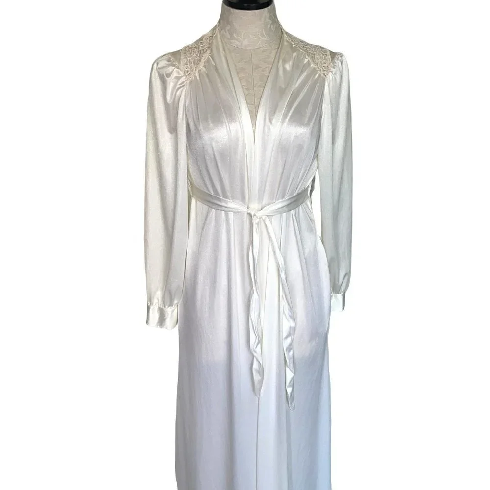 Fantasy Nightwear By Janice Lee Womens Robe Size Medium M Vintage Nylon Lace - Picture 5 of 12